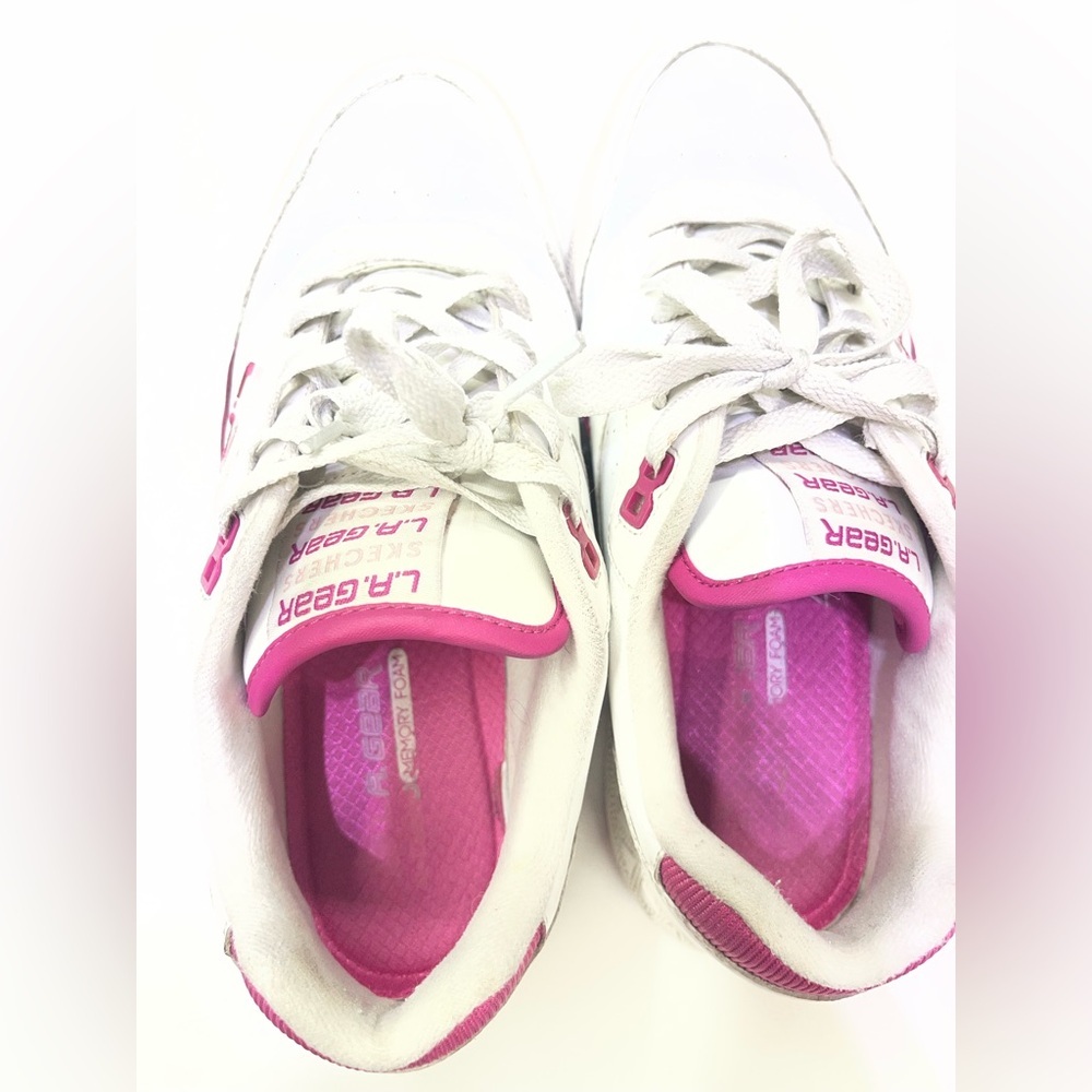 L.A. Gear‎ White Sneakers with Hot Pink Accents
